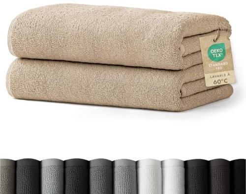Blumtal Lot de 2 serviettes de sauna 80 x 200 cm - Douces et absorbantes - 100 % coton - Certifié Öko-Tex 100 - Taupe