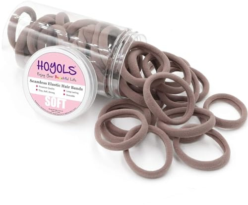 HOYOLS Haargummis für Dickes Haar, Nahtlose Zopfgummis 100 Stück | Weiche Stoff-Haarbänder, für Dutt & Zöpfe, Kein Haarbruch, Starker Halt, Styling-Zubehör für Damen & Mädchen