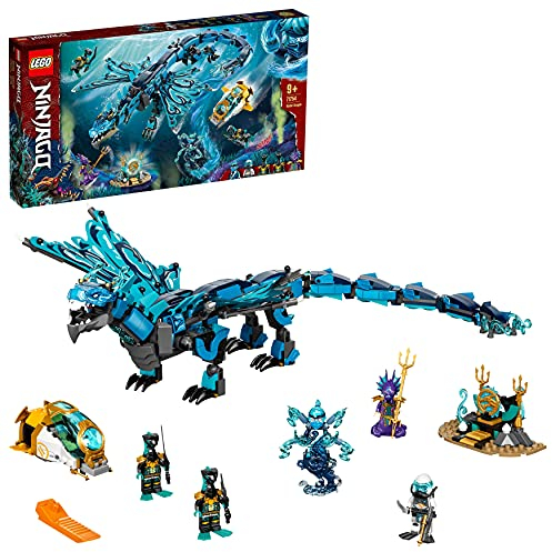 LEGO 71754 NINJAGO Wasserdrache Drachen Spielzeug für Kinder ab 9 Jahre, Set mit 5 Ninja Mini Figuren