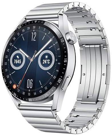 HUAWEI Watch GT 3 46mm Smartwatch, Lange Akkulaufzeit, ganztägige SpO2-Überwachung, KI-Lauftrainer, genaue Herzfrequenzüberwachung, 100+ Trainingsmodi,Deutsche Version, Edelstahl