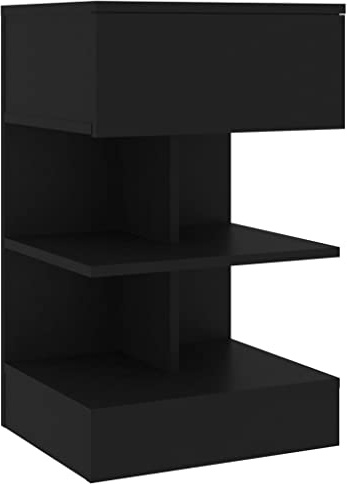 vidaXL Bedside Cabinet Home Bedroom Furniture Accessories Modern Bed Side Storage Stand Cabinet Nightstand Side Table Chipboard Black