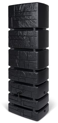 Kreher XXL Wassertonne Tower Stone mit Wasserhahn und Füllautomat. Tolle Stein Optik in Anthrazit, 350 Liter Nutzungsvolumen. Maße (BxTxH): 57,5 x 38,4 x 180 cm