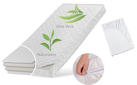 Kids Collective Kindermatratze 80x180 cm Latex Deluxe mit Aloe Vera-Bezug, Spannbettlaken und Zwei Härtegraden, 10 cm hoch, Kindermatratze 80 x 180 Matratze für Kinderbett, Körpergewicht bis 60kg