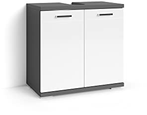 byLIVING Waschtischunterschrank Nebraska, 2-türig, Mattweiß, Hochglanz Weiß | B 60, H 59, T 31,5 cm