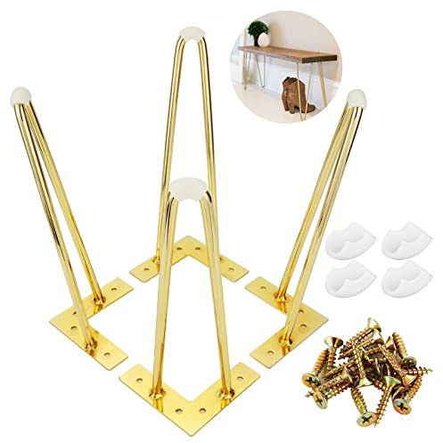 YAYODS 4PCS 12 Inch Hairpin Legs, 30cm Metal Table Legs with Screws and Floor Protectors, Heavy Duty Hairpin Table Legs for DIY Furniture