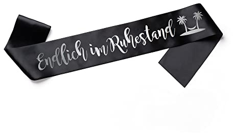 OMISS Festschärpe zum Abschied in den Ruhestand – Schärpe in Weiß und Gold – Endlich im Ruhestand