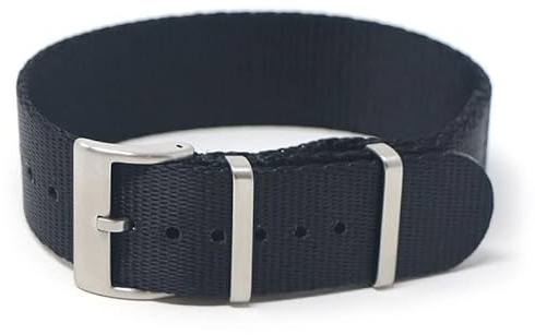 StrapsCo Single Pass Nylon Seat Belt Watch Band Strap - Black - 20mm
