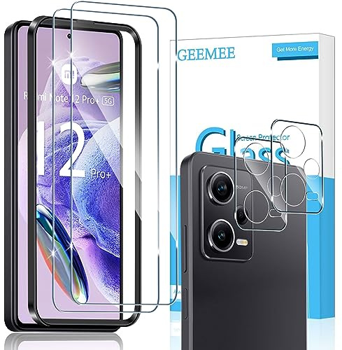 GEEMEE para Xiaomi Redmi Note 12 Pro Plus/Redmi Note 12 Pro+ 5G Protector de Pantalla + Protector de Lente de cámara,【2 Pack + 2 Pack 】 Cristal Templado 9H Alta Definicion Screen Protector