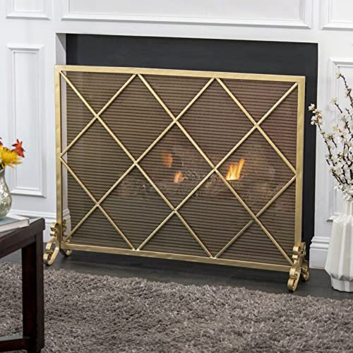 Salvachispas Chimenea Pantalla de Chimenea Cuadrada de Un Solo Panel Dorado/negro, Cubierta del Protector de Chispa del Horno de Chimenea, Pantallas Planas Grandes del Fuego del Guardia ( Color : Gold