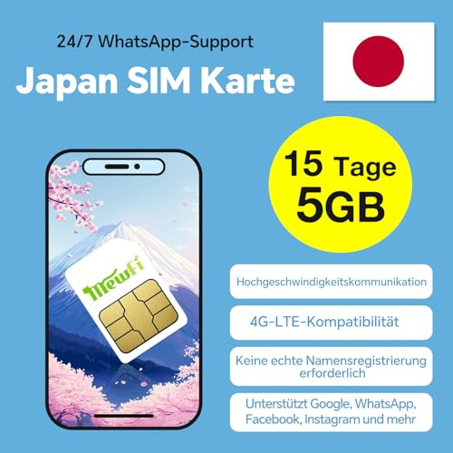 Japan SIM-Karte, Japan Reise-SIM-Karte. 3-in-1 Prepaid-SIM-Karte. Internationale SIM-Karte für Geschäftsreisen. 4G Betriebsnetz, unbegrenzte Geschwindigkeit (5GB für 15 Tage)