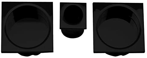 AZERODESIGN- Kit Puerta Corredera- Tirador Puerta Corredera-Tirador Uñero para Puerta Correderas-Rosetas Cuadradas y Dedal Central-Medidas 54mm x 54mm y Dedal 29x29(NEGRO)