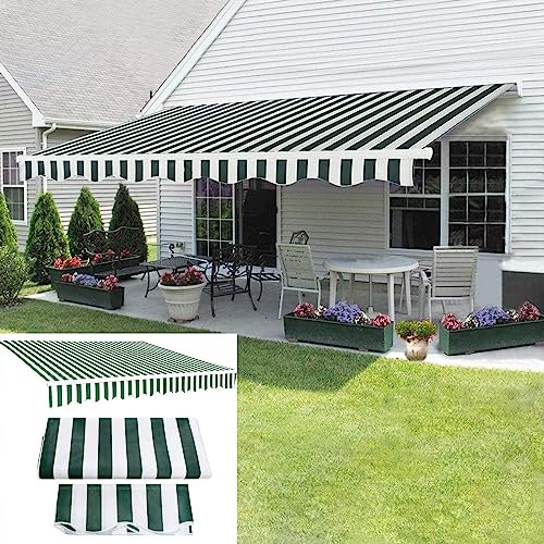 Retrattile Tenda Da Sole Superiore Parasole Tela Sostituzione Uv Resistente Poliestere Tessuto Finestra Porta Tenda Da Sole Terrazza Baldacchino Copertina All'aperto So(Size:6.6x5ft,Color:Righe verdi)