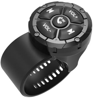 Telecomando wireless Bluetooth con pulsante multimediale, IP67, impermeabile, per auto, moto, volante, Siri, chiama e scatta foto, compatibile con iPhone e Android (nero)