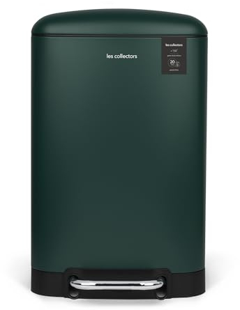 Les Collectors – Poubelle de Cuisine à Pédale N°501, Acier inoxydable, Capacité 20L, Sac compatible 30L, Compacte, Pratique, Fermeture silencieuse, Seau intérieur amovible, Finition Mat, Vert Canard