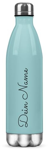 PR Print Royal Edelstahl-Trinkflasche mit Name personalisiert - Thermosflasche, Wasserflasche BPA-frei, Geschenke für Outdoor-Fans | Personalisiertes Geschenk, Hellblau, 500 ml