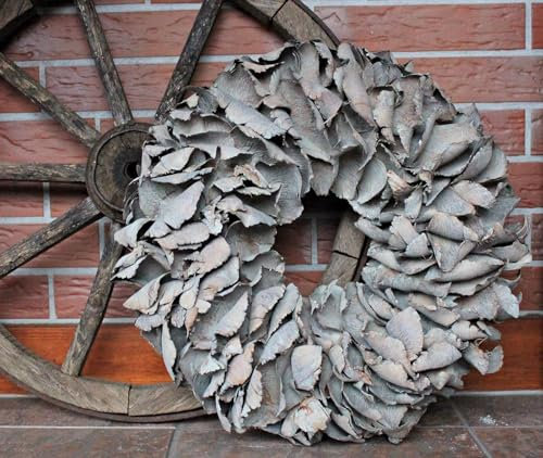 Türkranz Wandkranz 40 cm oder 55 cm Durchmesser Kranz Palmenblättern grau (55 cm)