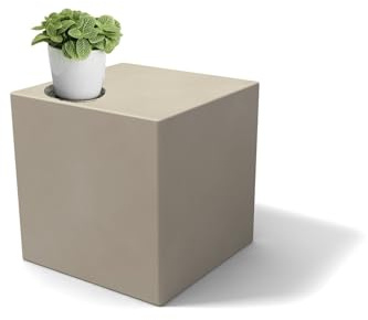 Kloris Cubo Hocker, niedrig, quadratisch, 35 x 35 x 35 cm, Polyethylen, grau, für Garten und Innenbereich, hergestellt in Italien