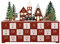 PE Christmas Wooden Advent Calendar with LED Lights, 24 Drawers Countdown to Christmas Festive Church Scene with Reindeer and Trees, Perfect for Holiday Home Decor 14.8x 10.7x 3.1