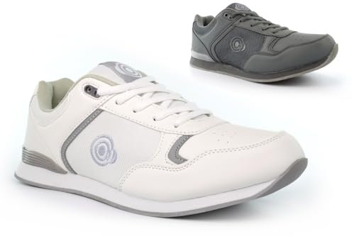 Mens Bowling Shoes Womens Bowling Trainers Ladies Bowls Shoes Mens Lawn Bowls Trainers Garden Bowl Shoe Garden Bowl Trainer Grey/White 7 UK