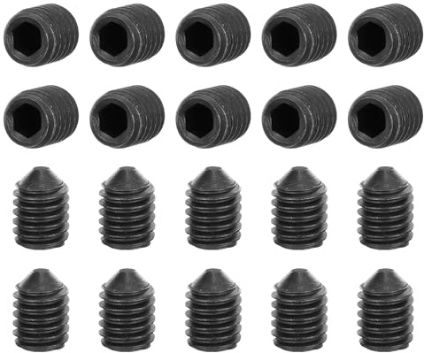 sourcing map Gewindestifte M6 x 8 mm, Karbonstahl, Kegelspitze, Innensechskant, Madenschrauben für Maschinen, Reparaturen zu Hause und Befestigungen, Schwarz, 20 Stück
