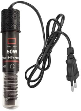 GERUI 1Pcs 50W Mini Aquarium Heizstab,Thermostat Aquarium Schildkrötenheizung für kleine Aquarien Für Salzwasser Und Süßwasser mit 99cm Netzkabel (1)