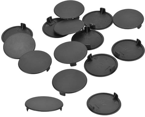 sourcing map 20Pcs Hinge Hole Covers, 40mm(1 9/16) Dia Plastic Concealed Hole Cover Round Flush Type Caps for Furniture Cabinet Cupboard, Black