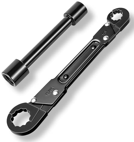 ANZRON Angle Stop Wrench Kit – Adjustable Plumbing Wrench with 5/8–15/16 Jaw Capacity, Double-Ended 3/8 & 1/2 Compression Sleeve Removal Tool for Installing & Removing Angle Stop Valves Black