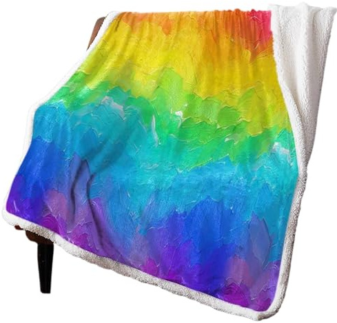 XGTEAHHC Coperta in cashmere color arcobaleno con sfumature di acquerello, calda e morbida, per letto, divano, coperta in lana (125 x 150 cm)