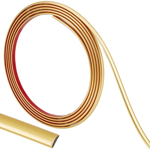 craspire Moulure Flexible de 10 pi X 0.3 po à Décoller et à Coller Dorée Autocollante Étanche pour Mur Miroir Bord Rond Garniture de Carrelage Plafond Comptoir pour Sol Meubles Plinthe Bordure Porte