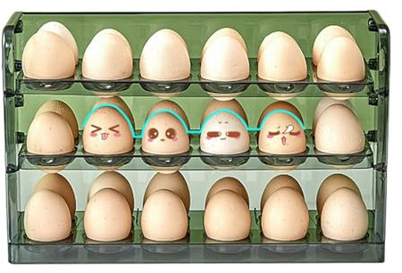 Nuhjytgf Portable Egg Organizer, Clear Egg Organizer, 3 Layers Egg Container, Space-Saving Egg Storage Box, Large Capacity Egg Organizer, Versatile Egg Holder For Kitchen And Fridge Storage