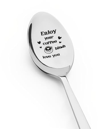 Funny Gifts for Girlfriend Wife Valentines Day Gifts for Women Girls Birthday Gifts for Best Friend Bestie Enjoy Your Coffee Love You Spoon Gifts for Sister Coffee Lovers Gifts