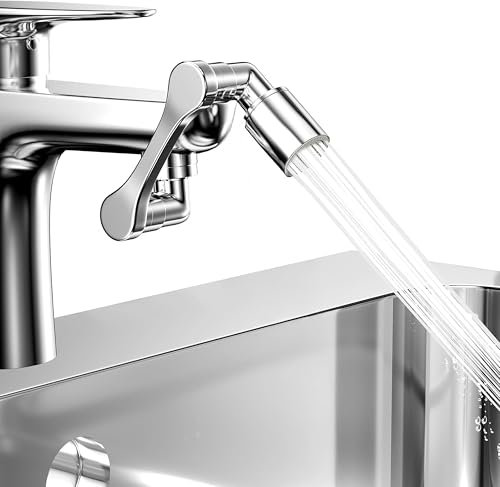 IPEA Rubinetto Girevole Rotante 1080 Gradi per Lavello o Lavandino di Bagno o Cucina - Rubinetto Universale In Plastica Allungabile con Rompigetto - Snodo Estensione - Direzione Getto Acqua