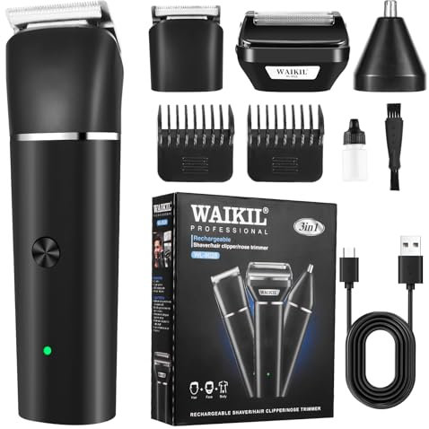 Tondeuse Corps Homme, 3-en-1 Tondeuse Intime Homme, Autonomie de 120 Mins Rasoir Electriques avec Peigne Limite pour Membres& Tronc& Sous La Ceinture
