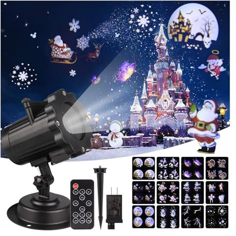 Projecteur de noël à effet Animat, projecteur de scène à 12 motifs, IP65, intérieur/extérieur, fête d'halloween,Halloween,Noël,Décorations extérieures