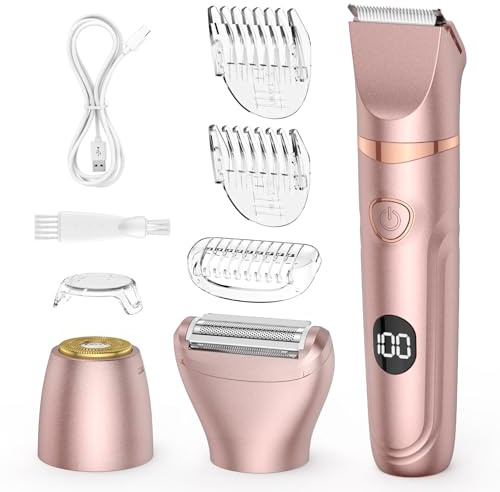 Lady Shaver für Frauen, 3-in-1-Bikini-Trimmer für Frauen zur Nass- und Trockenanwendung, elektrischer schmerzfreier Rasierer für Beine, Körper, Intimbereich und empfindliche Haut