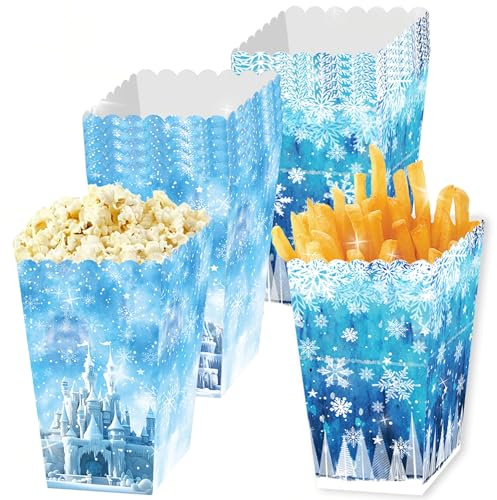 12 Stück Schneeflocken Party Geschenboxen Blaue Schneeflocken Geschenktüten | 12 Stück Schneeflocken Party Geschen Boxen Blaue Schneeflocken Süßigkeiten Goodie Geschenktüten für Geburtstage Weihnachten