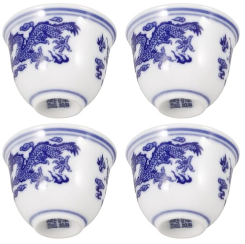 Alipis Blaue Und Weiße Porzellan-Teetasse Traditionelle Chinesische Teetasse Aus Keramik 4 Stück 1.97X1.97X1.38In Für Teezeremonie Haushalt Teestube Und Dekorative