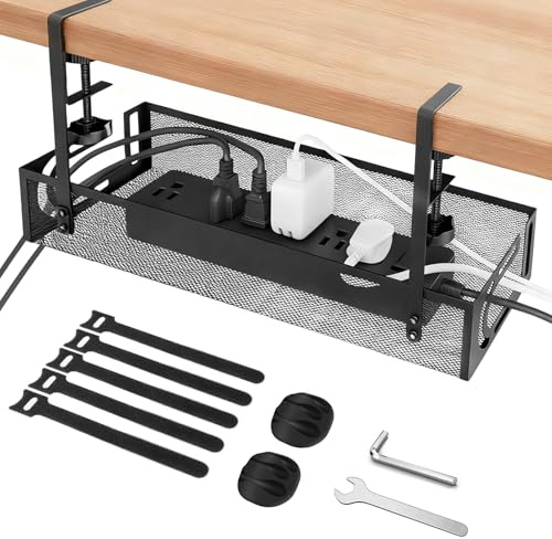 Kabelmanagement Schreibtisch – Ohne Bohren, Fester Kabelkanal Organizer aus Stahl für Homeoffice, Büro & Gaming-Setup