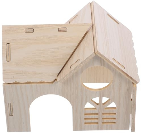 FRCOLOR Hamster Maison Bois Petite Cachette pour Rongeurs Nid Douillet et Aire de Jeu pour Hamsters Nains Accessoire Enrichissement et Refuge Confortable pour Petits Animaux