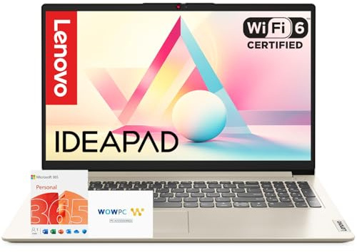 Lenovo Ideapad Laptop de 15.6 pulgadas con Microsoft 365 | CPU Intel de doble núcleo | Almacenamiento de 2.5 TB (OneDrive de 1 TB + SSD de 1 TB + 512 GB externo) | 12 GB de RAM | Wi-Fi 6 | Batería de