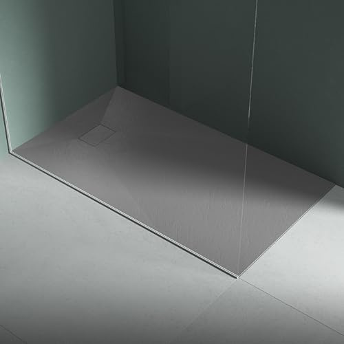 Piatto doccia in resina 80x140 cm effetto pietra colore grigio CUBA