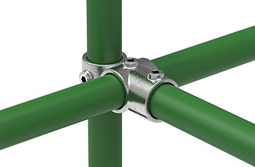 Fenau | Kreuzverbinder, 90°, Eck-Stück/Kreuz-T Rohrverbinder, Ø 42,4 mm, Temperguss galvanisiert, feuerverzinkt, inkl. Schrauben
