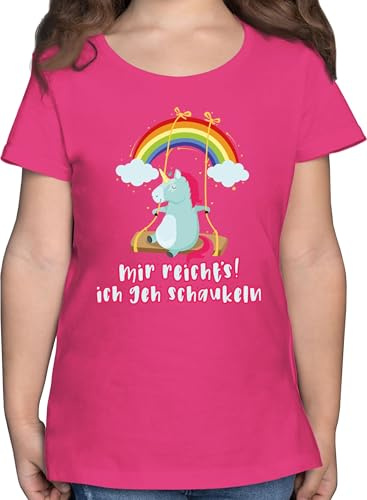 T-Shirt Mädchen - Einhörner - Mir reichts ich GEH schaukeln - Einhorn Sprüche Unicorn Spruch Lustig - 104 (3/4 Jahre) - Fuchsia - einhörnern jetzt reicht's Tshirt Unicorns schaukeln”