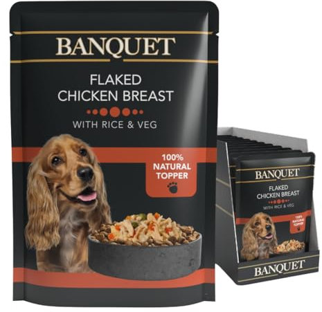 HiLife Banquet - Wet Dog Food - Flaked Chicken Breast, Rice, Veg - 100% Natural Ingredients, 15 Pouches x 100g
