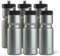 50 Strong Sport Squeeze wasserflaschen - Set von 6 - Team-Pack 22 unzen bpa frei Flasche Easy Open Push/Pull-Cap - mehrere Farben erhältlich (Silber/schwarz)