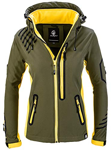 Rock Creek Damen Softshell Jacke Windbreaker Regenjacke Übergangsjacke Softshelljacke Damenjacke Regenmantel Outdoorjacke D-402 Dunkelgrün 3XL