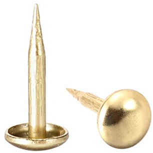sourcing map Upholstery Nails Tacks 6mm Dia 10mm Height Round Thumb Push Pins Gold Tone for Furniture Sofa Headboards, 50 Pcs
