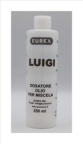 Eurex srl N. 2 Dosatori Olio per Miscela 250 ml Personalizzato con Il Tuo Nome: Luigi. Completo di Tappo, Scala Graduata e percentuali 2-4% 2,5-5% 3-6% (2)