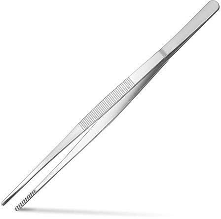 Gutsdoor Kitchen Tongs Long Tweezers Cooking Feeding Tongs Stainless Steel Food Tweezers for Kitchen (12 Inch Straight)