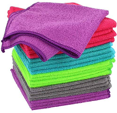 com-four® Chiffon en Microfibre 20x, Chiffon de Nettoyage pour ménage, Voiture, PC et téléphone Portable, Chiffons de Nettoyage réutilisables en Microfibre en 5 Couleurs